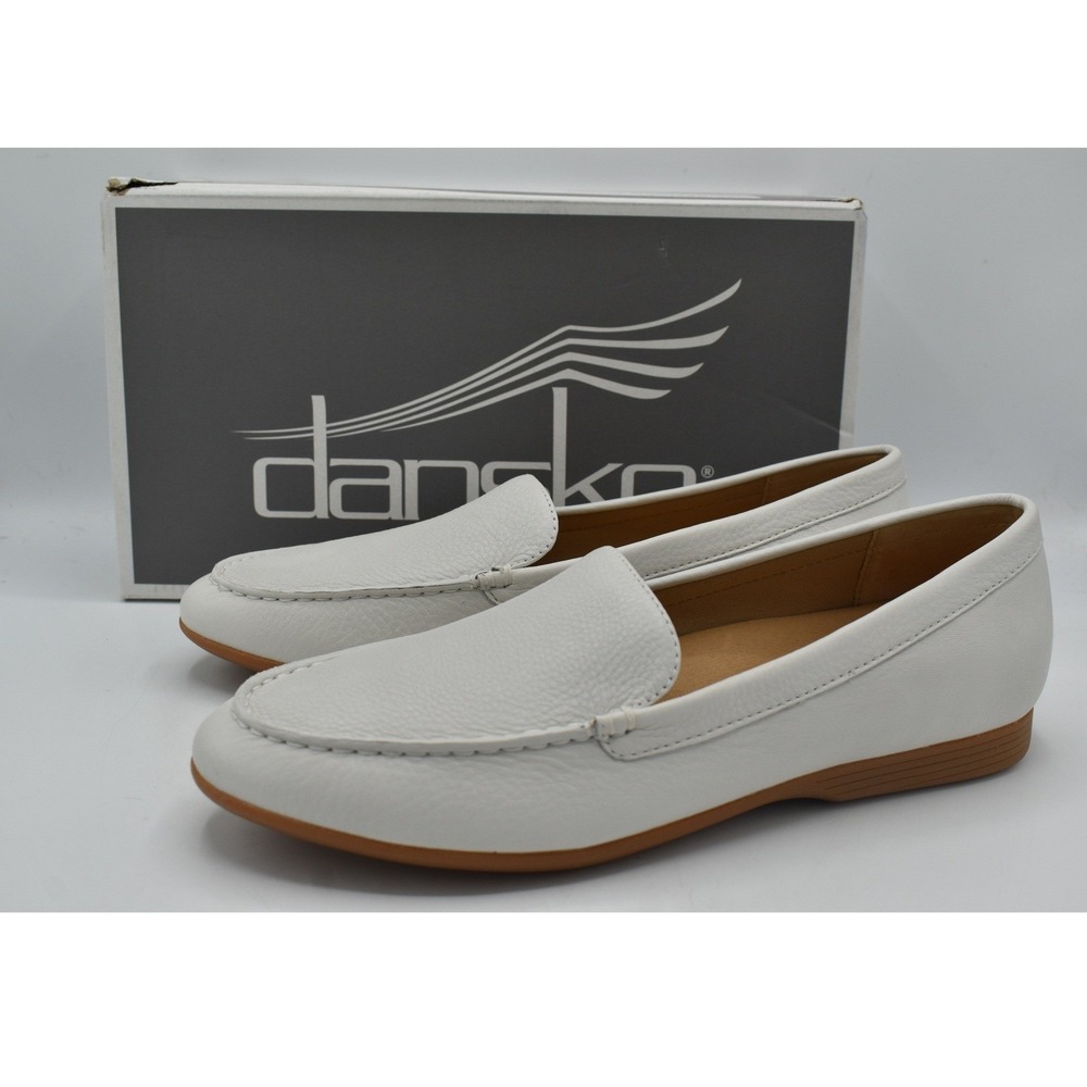 Dansko Lorri Milled Loafers Women 41 White Leather Slip On Shoes NWB